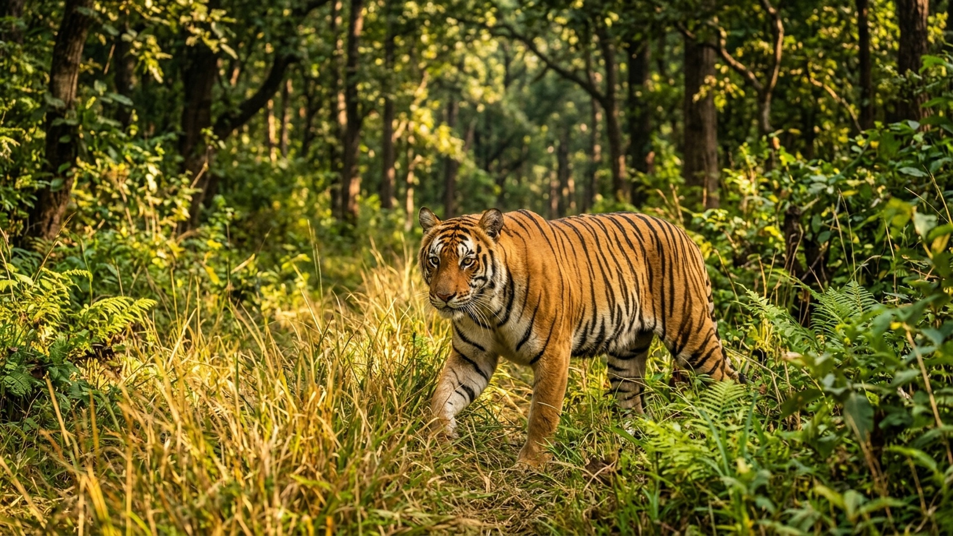 Royal Bengal Tiger in Chitwan National Park Sal Forest